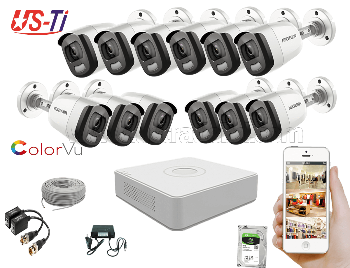 24 Hours Colour Hikvision 12pc camera Package