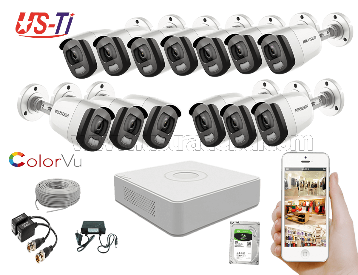 24 Hours Colour Hikvision 13pc camera Package