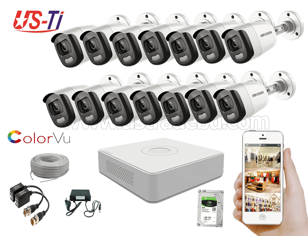 24 Hours Colour Hikvision 14pc camera Package