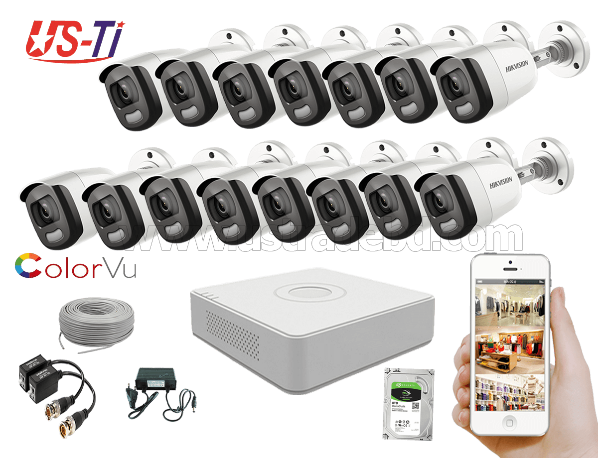 24 Hours Colour Hikvision 15pc camera Package