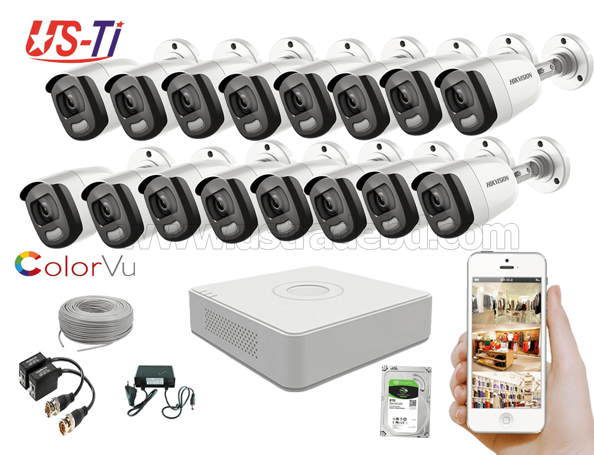 24 Hours Colour Hikvision 16pc camera Package