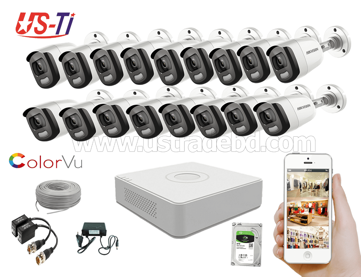 24 Hours Colour Hikvision 17pc camera Package