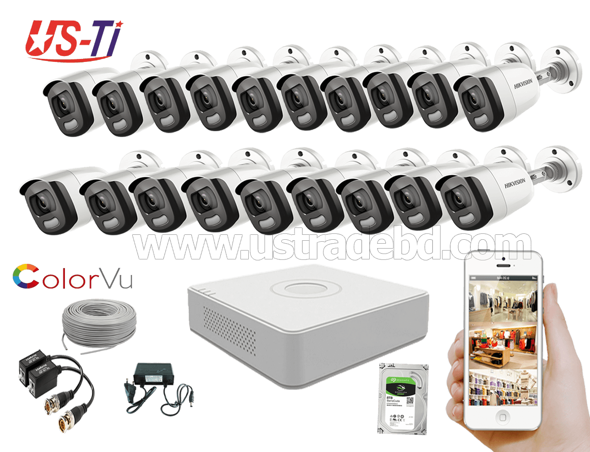 24 Hours Colour Hikvision 19pc camera Package