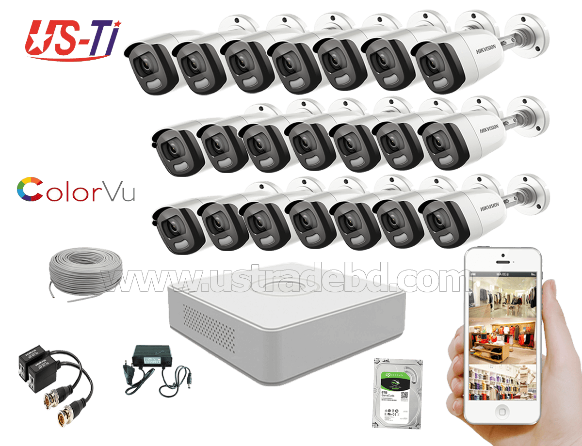 24 Hours Colour Hikvision 20pc camera Package