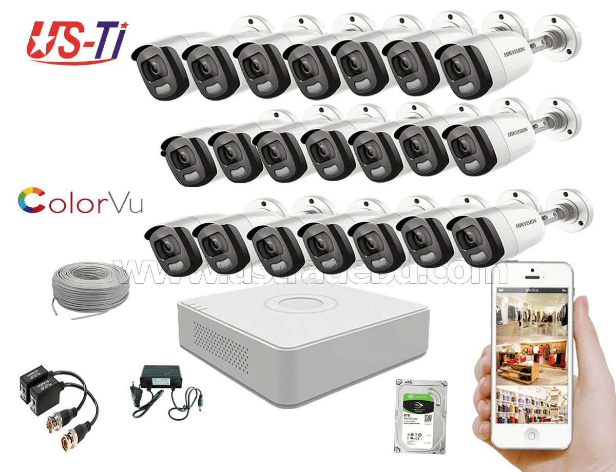 24 Hours Colour Hikvision 21pc camera Package