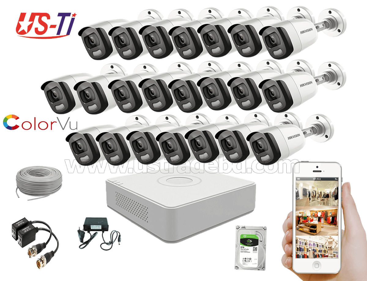 24 Hours Colour Hikvision 22pc camera Package