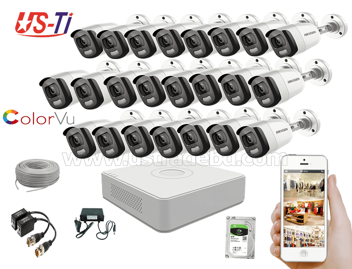 24 Hours Colour Hikvision 23pc camera Package