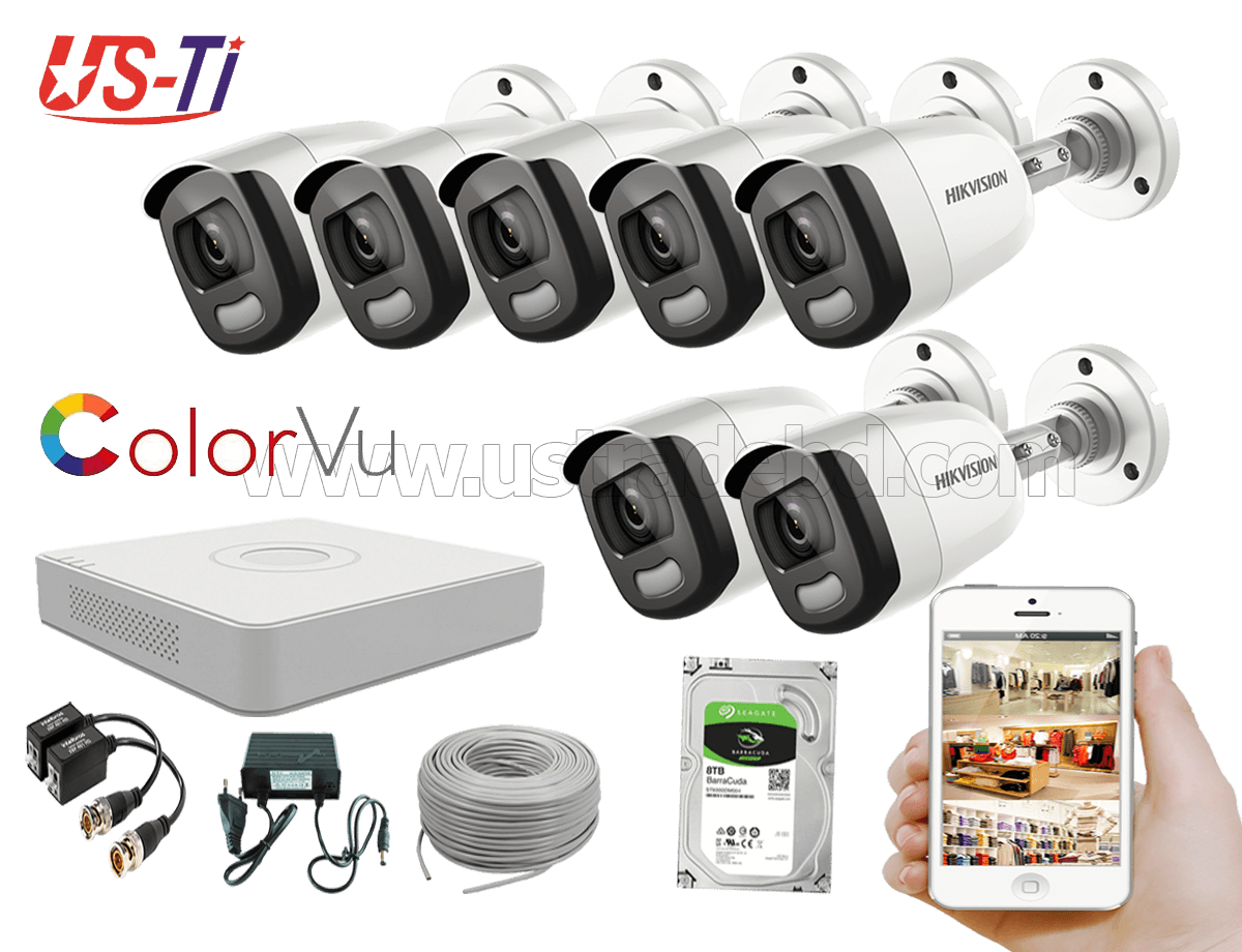 24 Hours Colour Hikvision 7pc camera Package