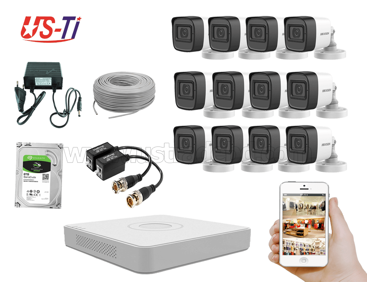 2MP Hikvision 12 Full HD Audio camera CCTV Package