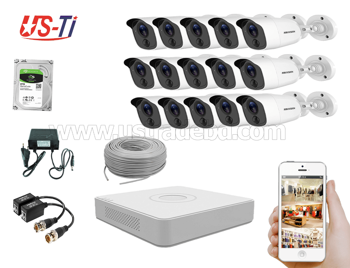 2MP Hikvision 15 Full HD Flash detection camera CCTV Package