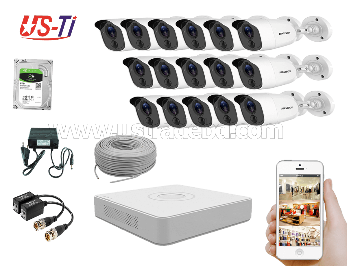 2MP Hikvision 16 Full HD Flash detection camera CCTV Package