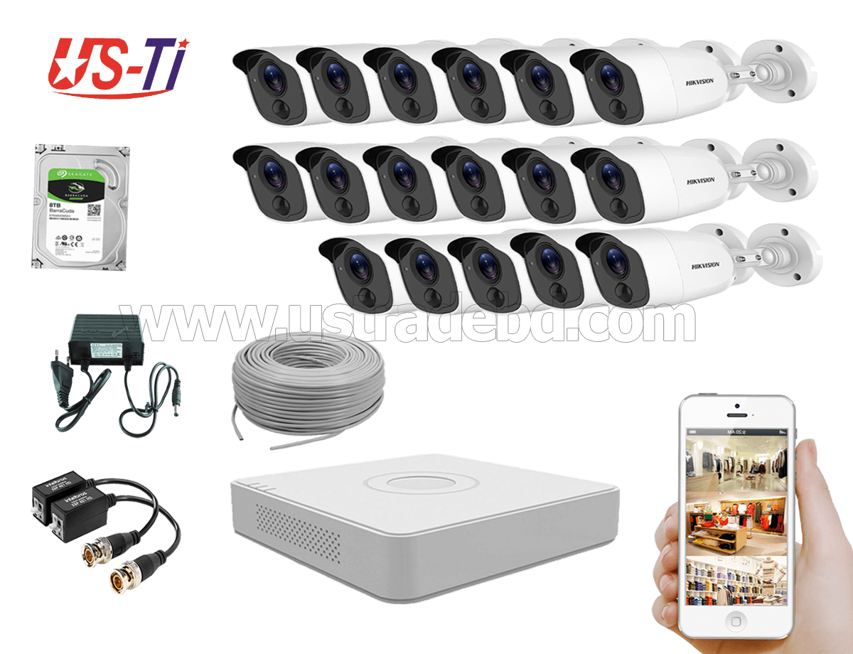 2MP Hikvision 17 Full HD Flash detection camera CCTV Package