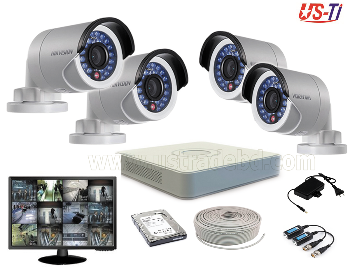 2MP Hikvision 4 Full HD CCTV Package with Monitor