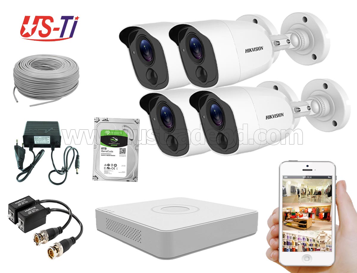 2MP Hikvision 4 Full HD Flash Detection Camera  CCTV Package