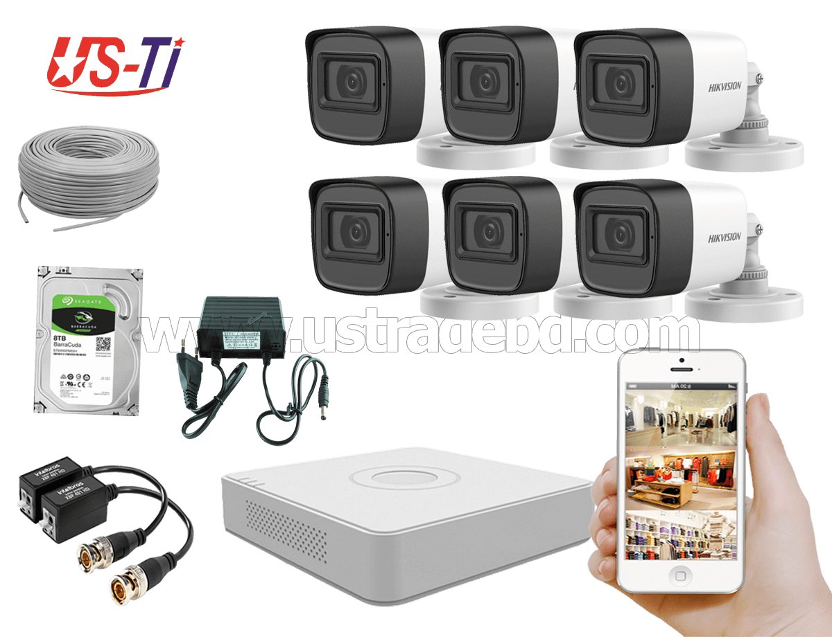 2MP Hikvision 6 Full HD Audio camera CCTV Package