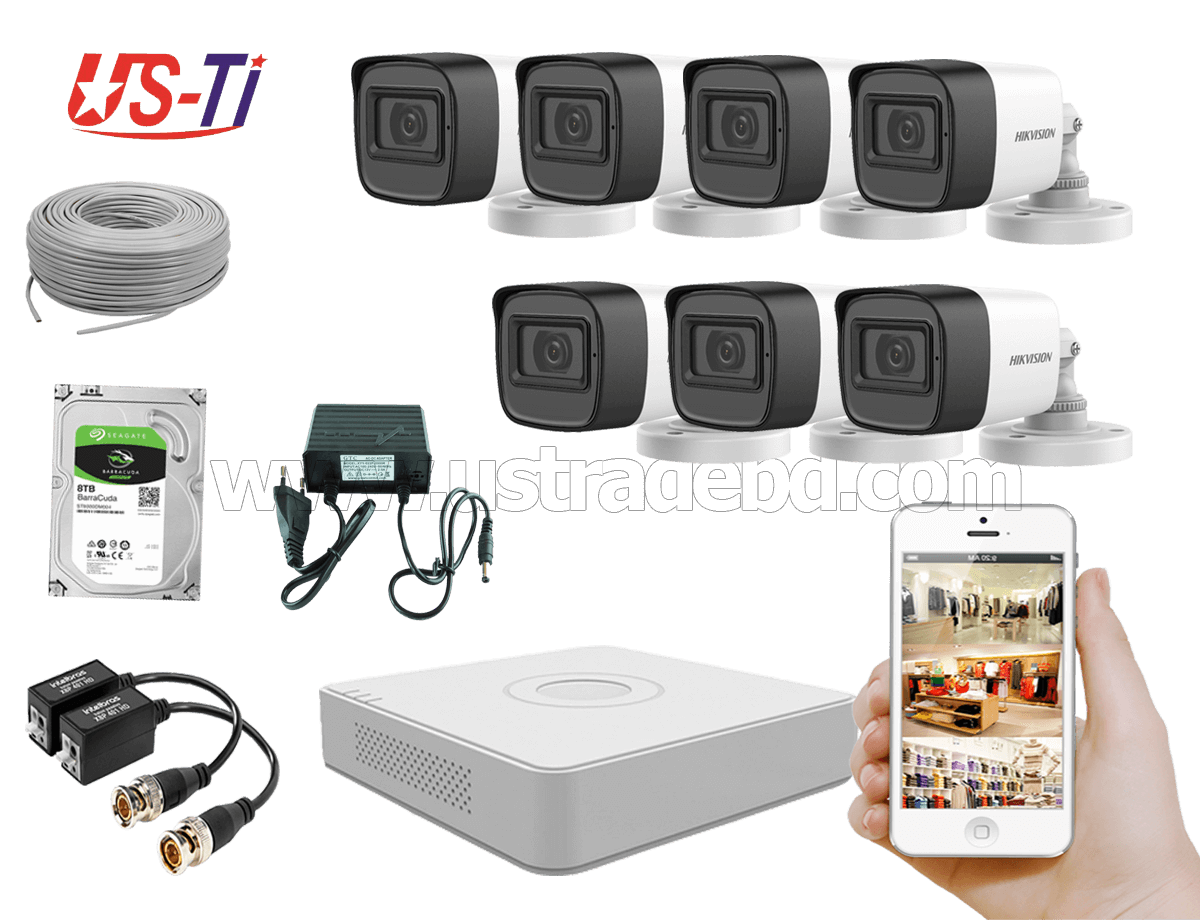 2MP Hikvision 7 Full HD Audio camera CCTV Package