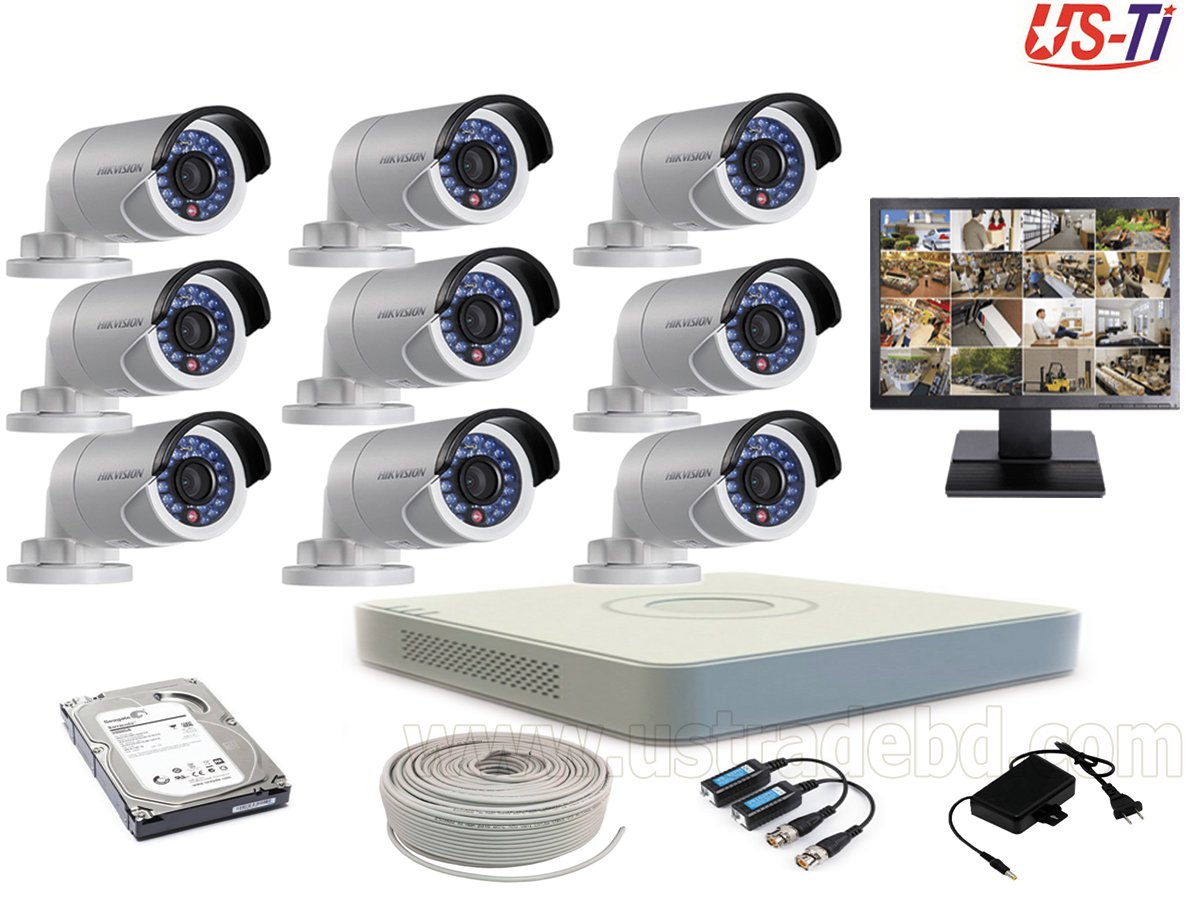 2MP Hikvision 9 Full HD CCTV Package With Monitor