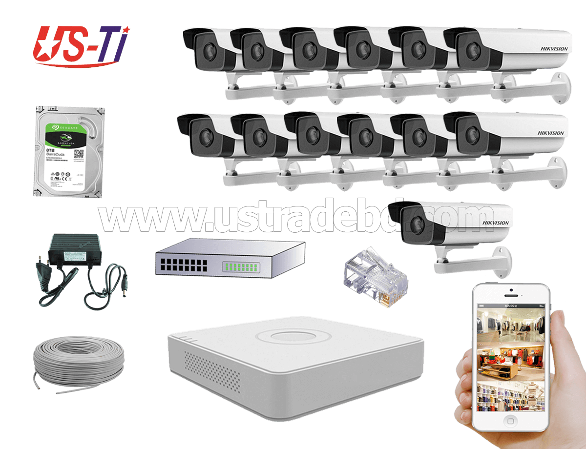 2MP IP Hikvision 13pc camera Package