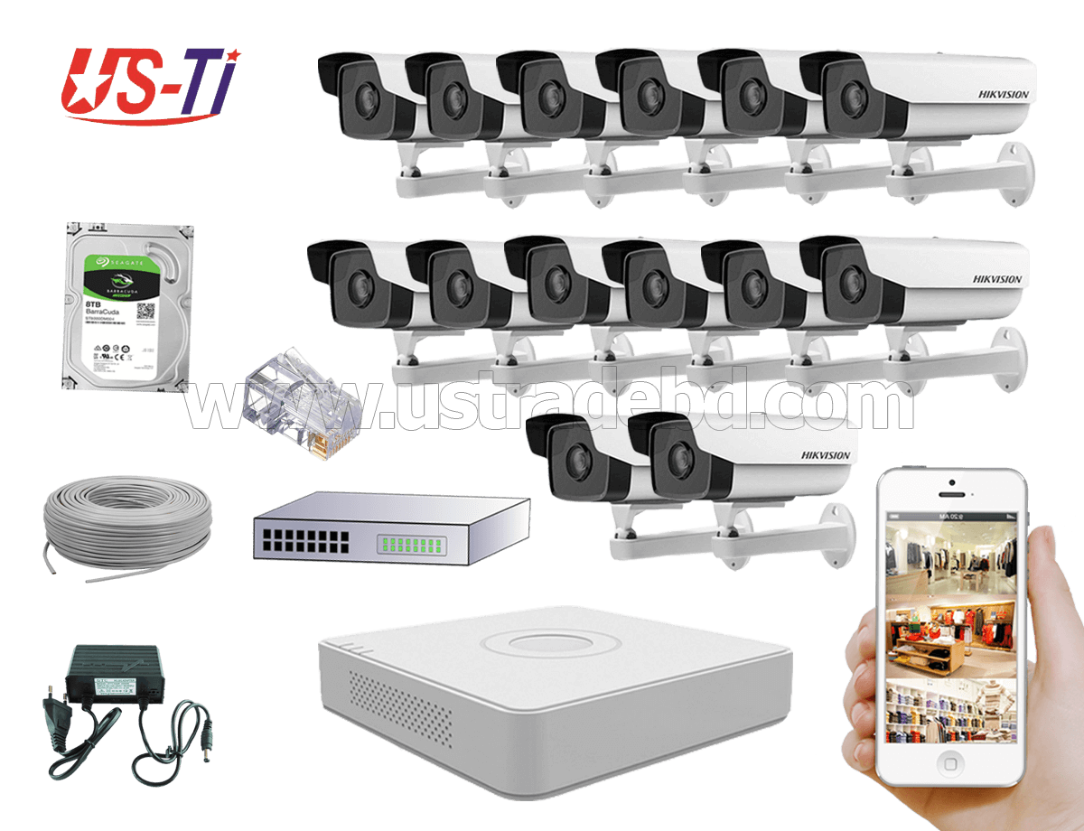 2MP IP Hikvision 14pc camera Package