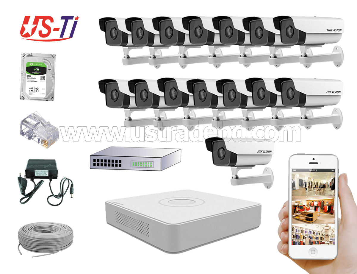 2MP IP Hikvision 15pc camera Package