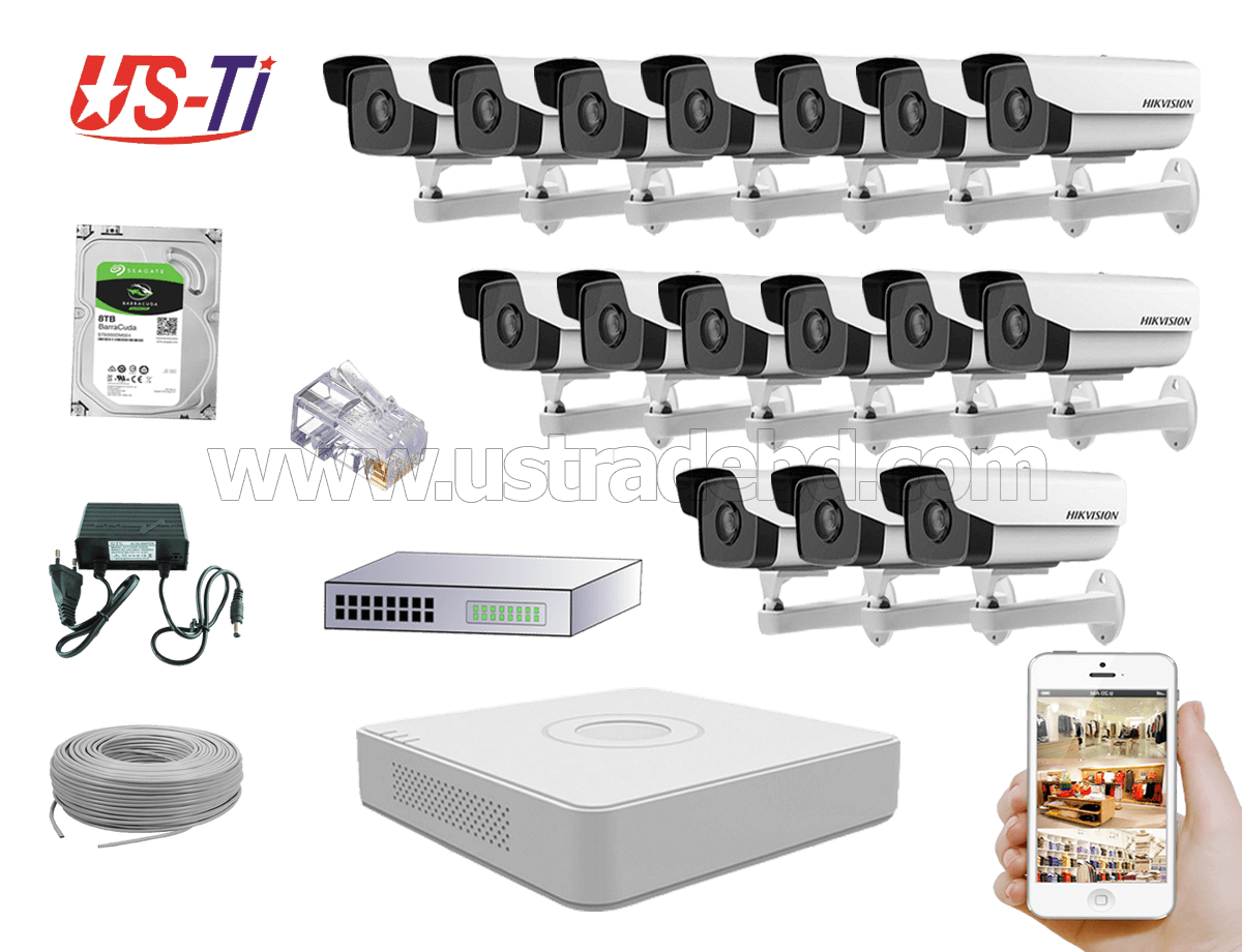 2MP IP Hikvision 16pc camera Package