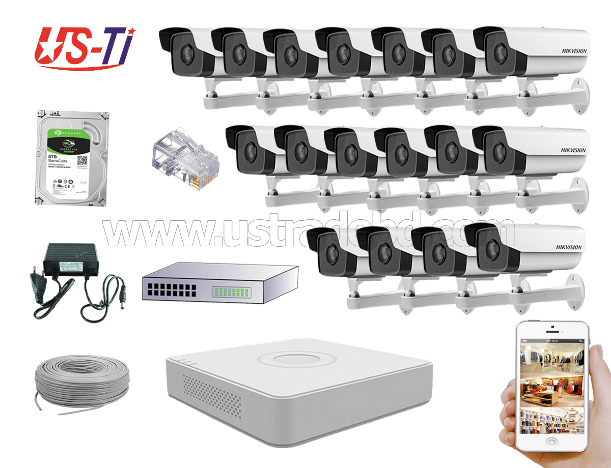 2MP IP Hikvision 17pc camera Package