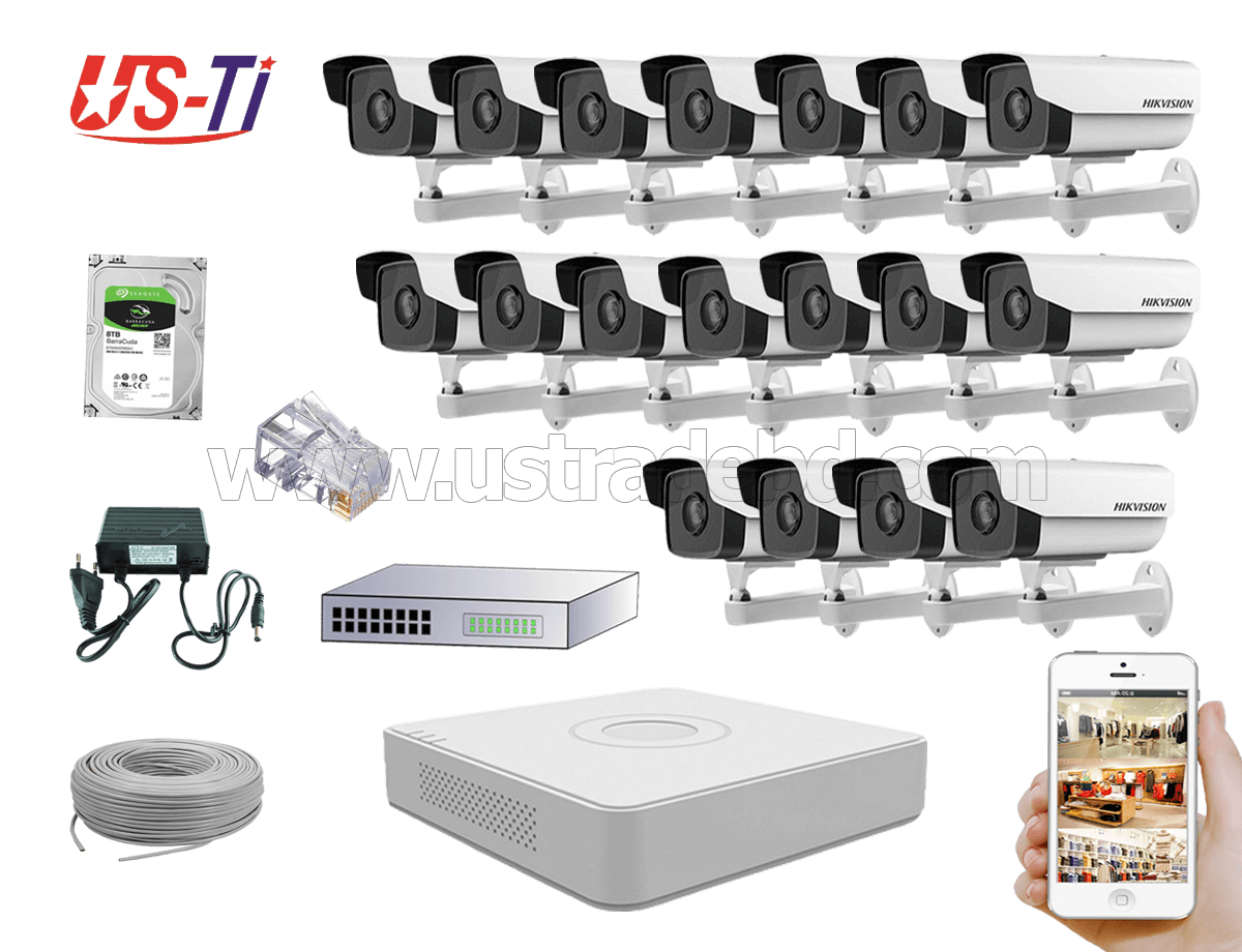 2MP IP Hikvision 18pc camera Package