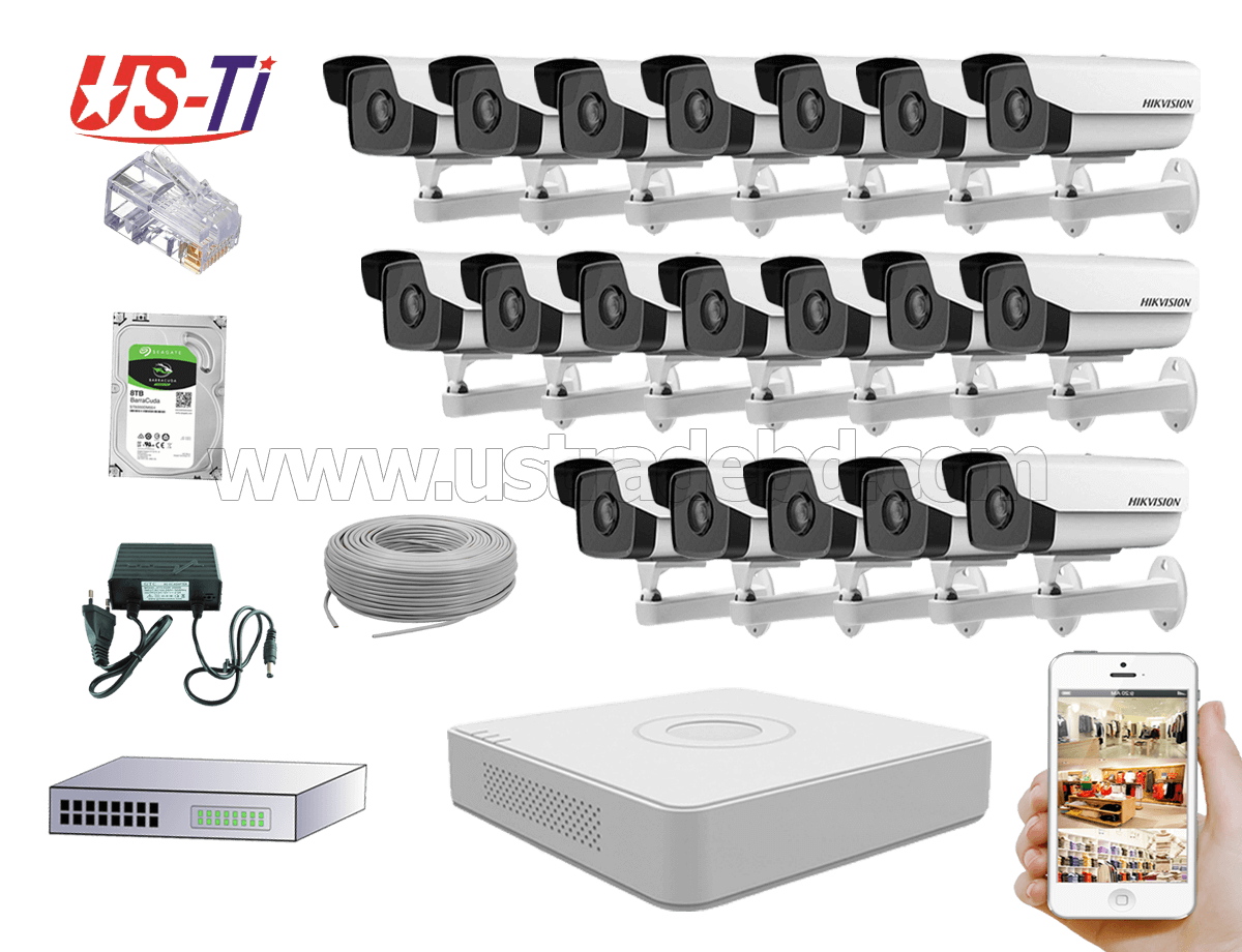 2MP IP Hikvision 19pc camera Package