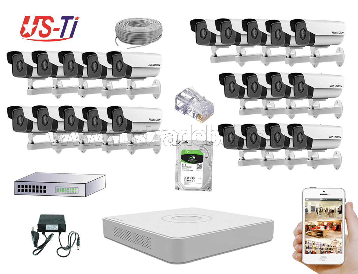 2MP IP Hikvision 23pc camera Package