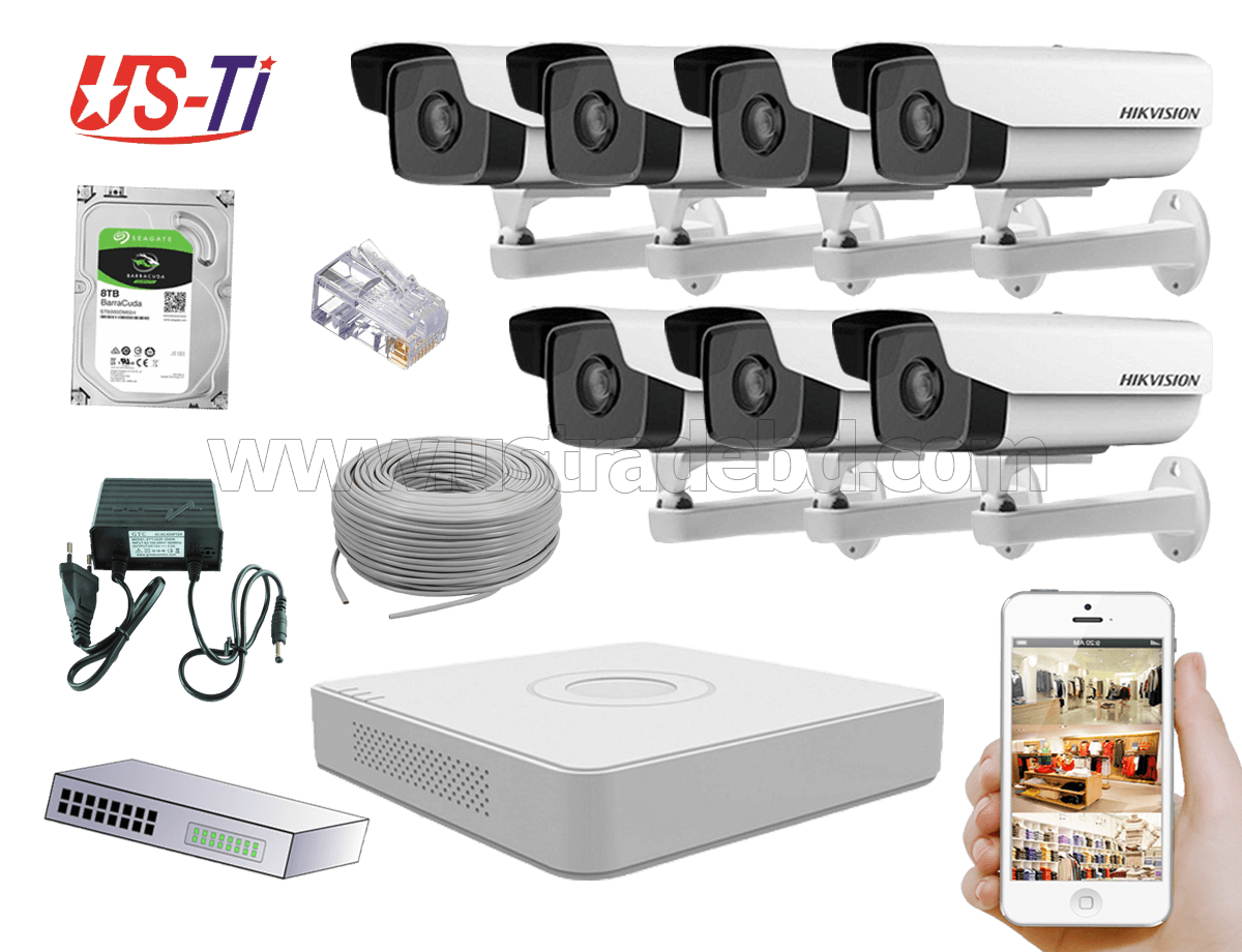 2MP IP Hikvision 7pc camera Package