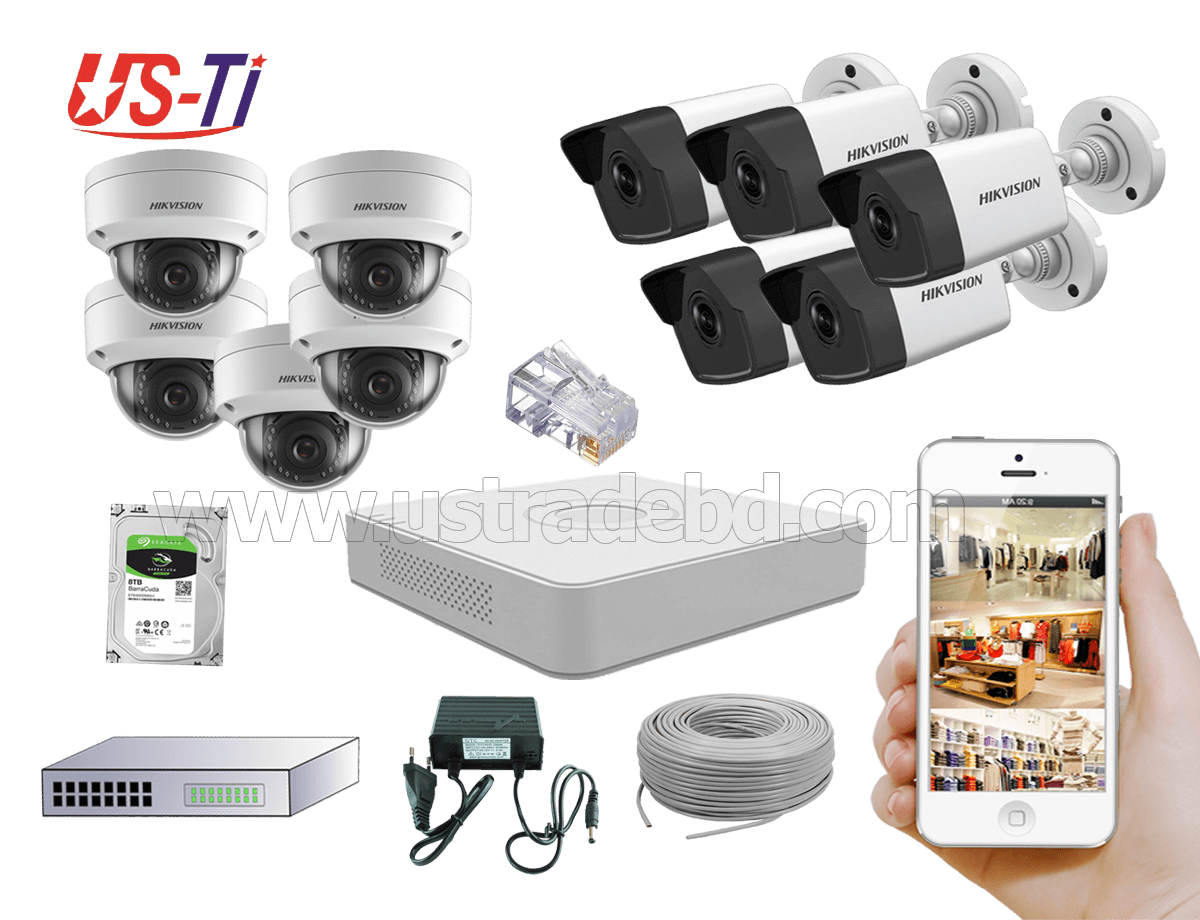 4MP IP Hikvision 10pc camera Package