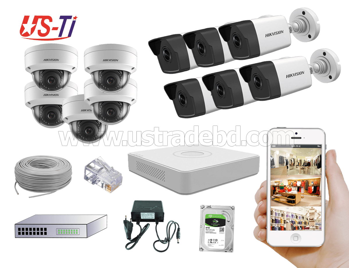 4MP IP Hikvision 11pc camera Package