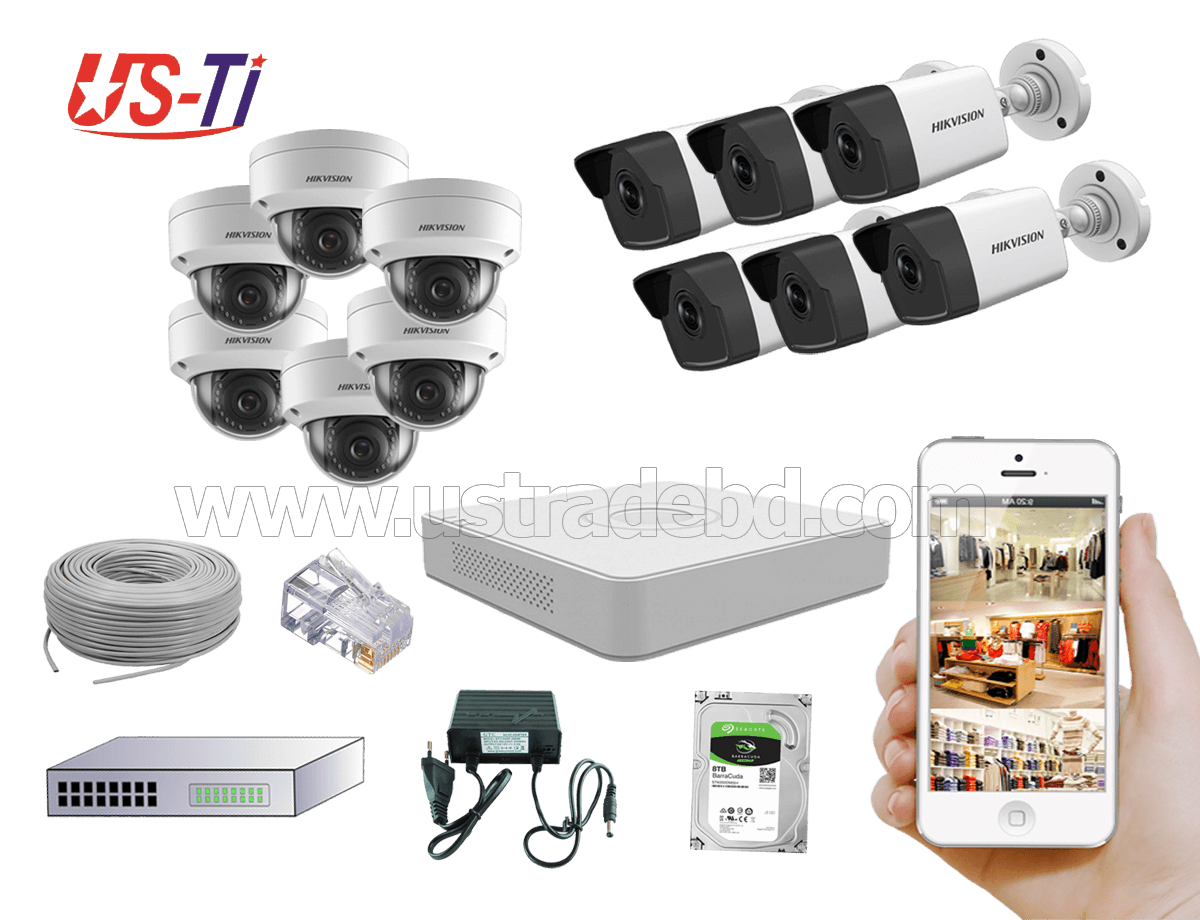 4MP IP Hikvision 12pc camera Package