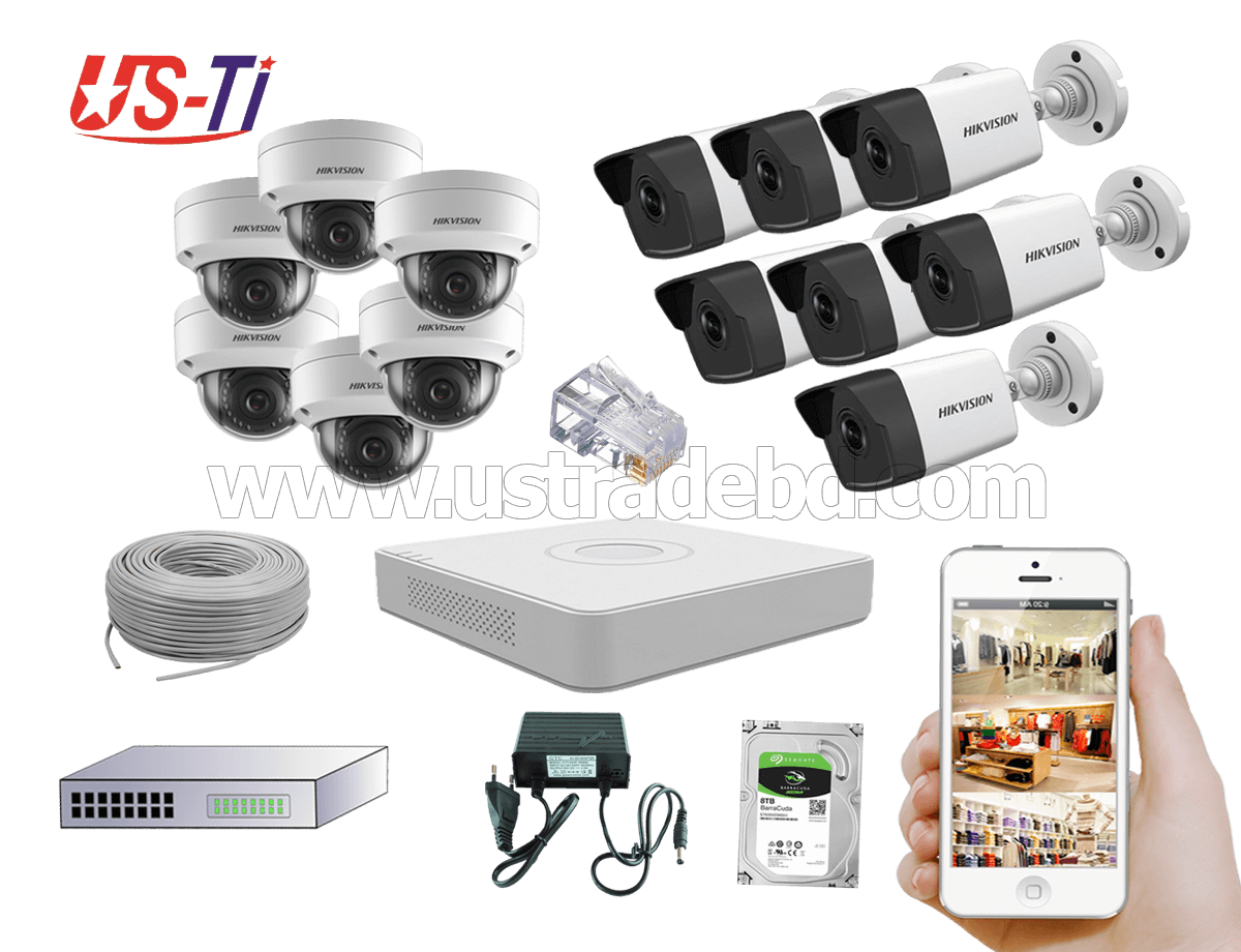 4MP IP Hikvision 13pc camera Package