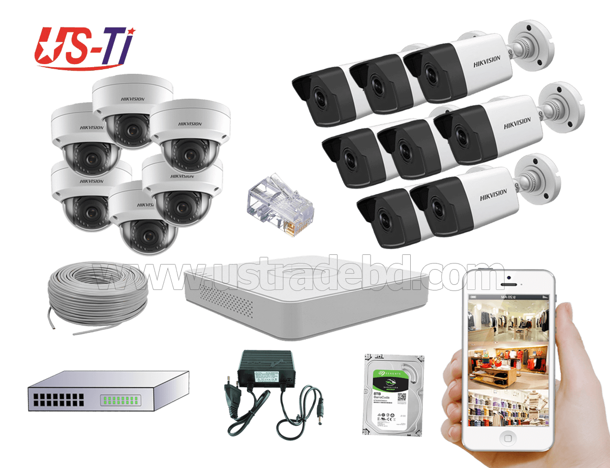 4MP IP Hikvision 14pc camera Package