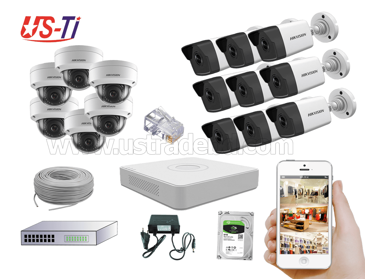 4MP IP Hikvision 15pc camera Package