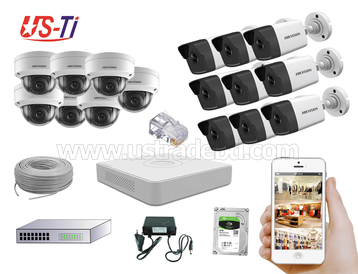 4MP IP Hikvision 16pc camera Package