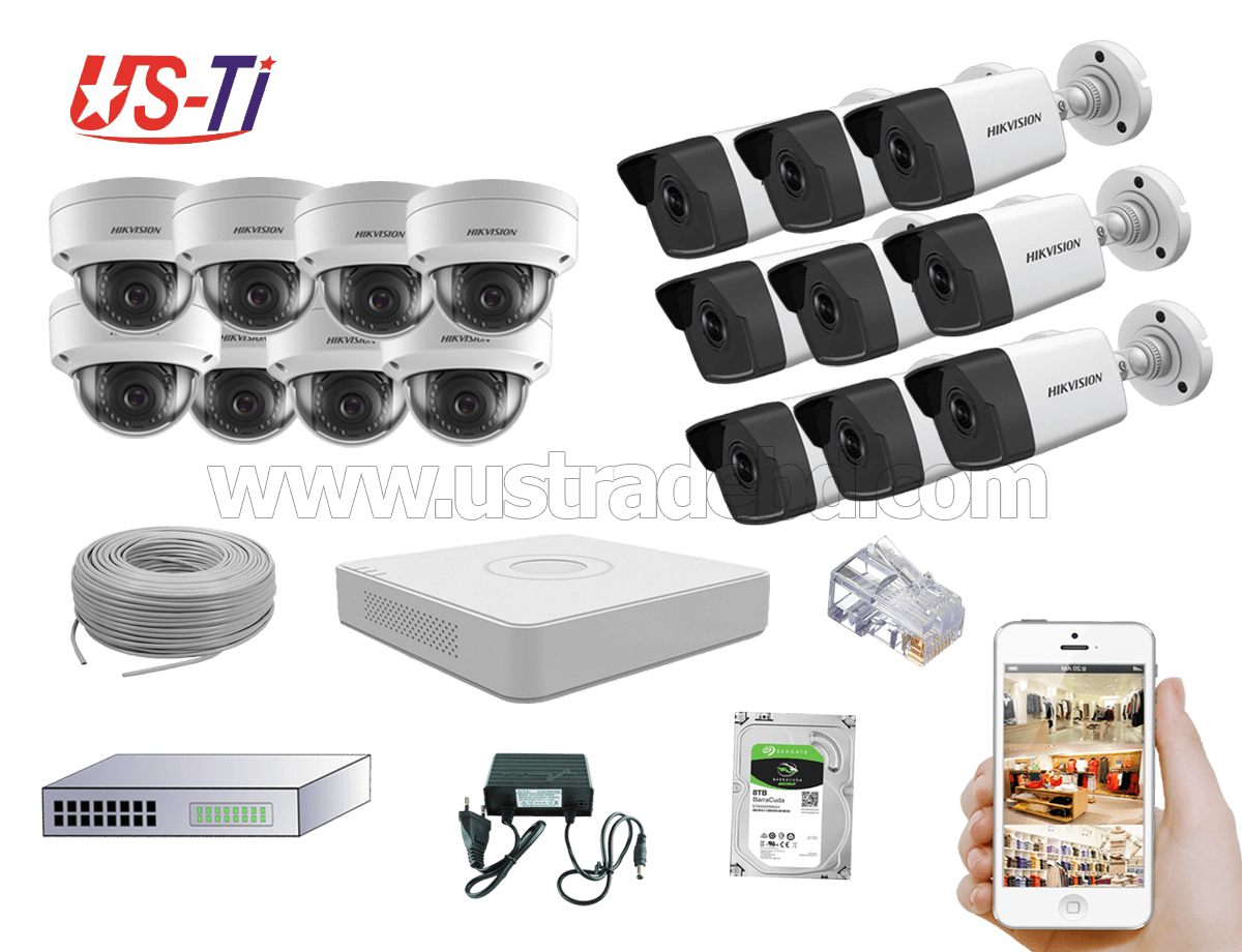 4MP IP Hikvision 17pc camera Package