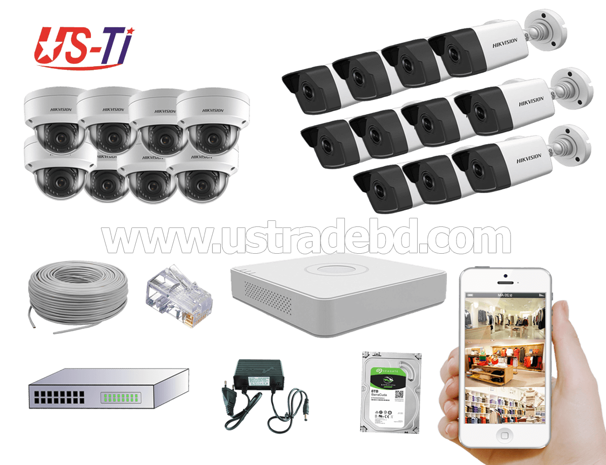 4MP IP Hikvision 19pc camera Package