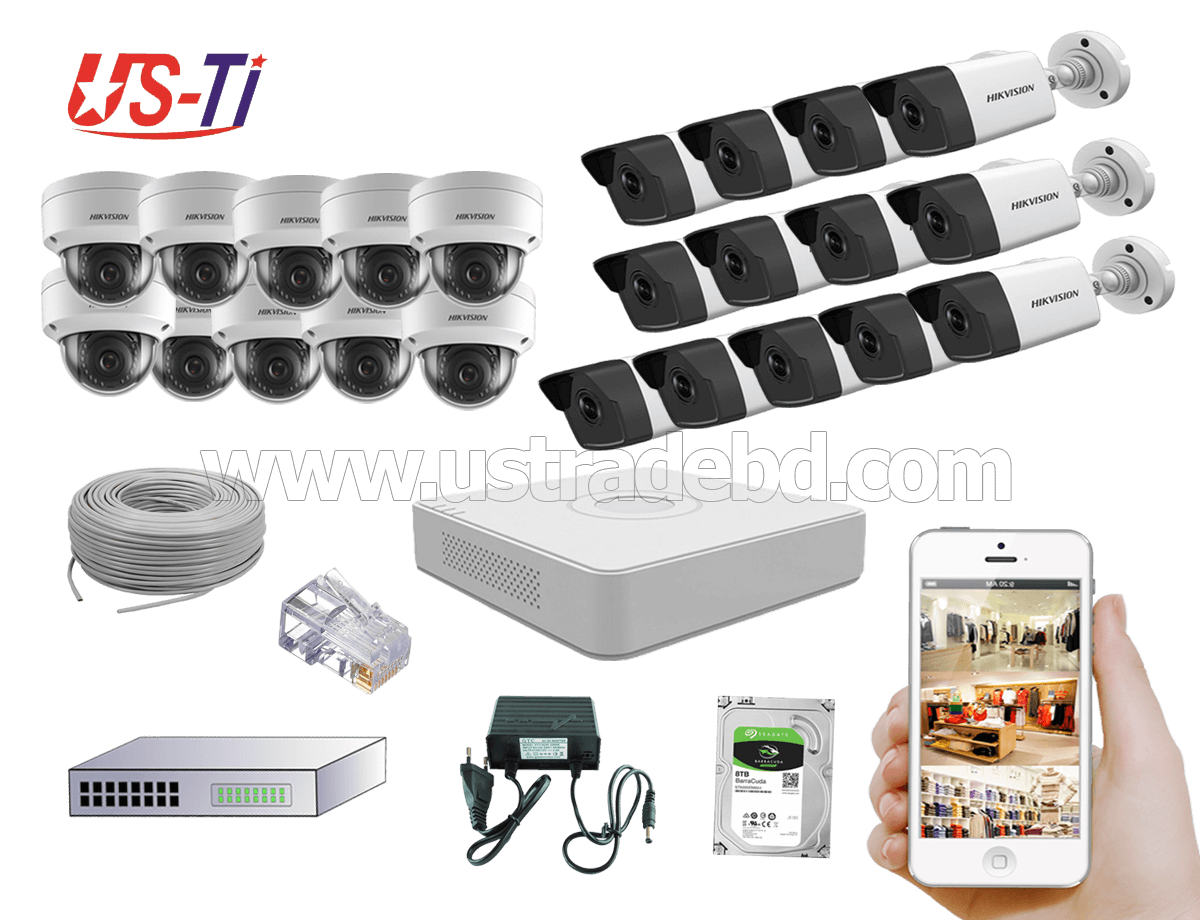 4MP IP Hikvision 22pc camera Package