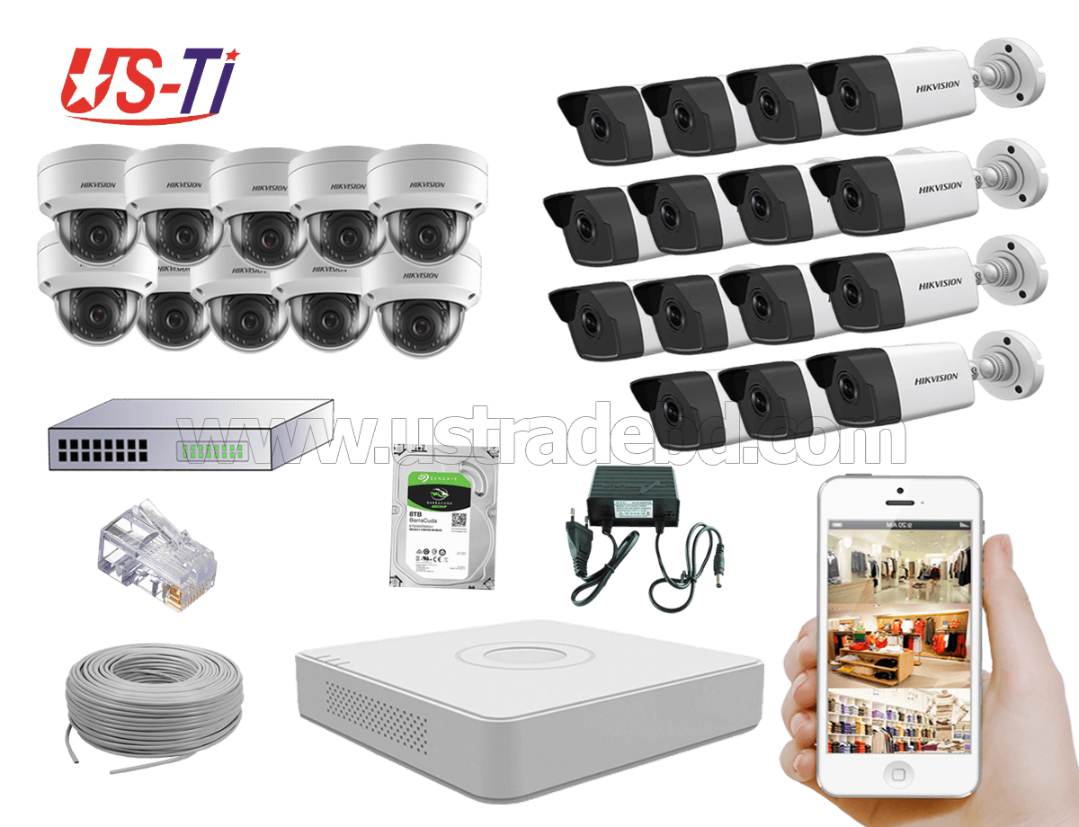 4MP IP Hikvision 25pc camera Package