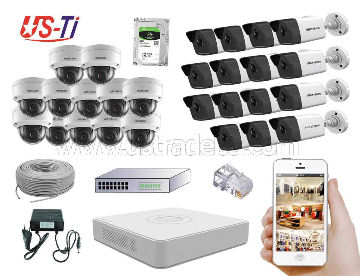 4MP IP Hikvision 27pc camera Package