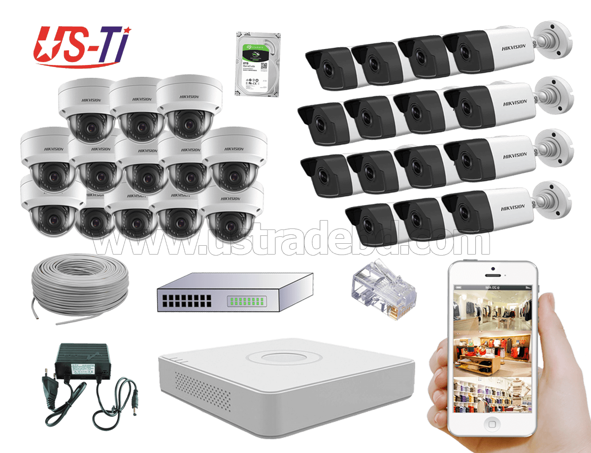 4MP IP Hikvision 28pc camera Package