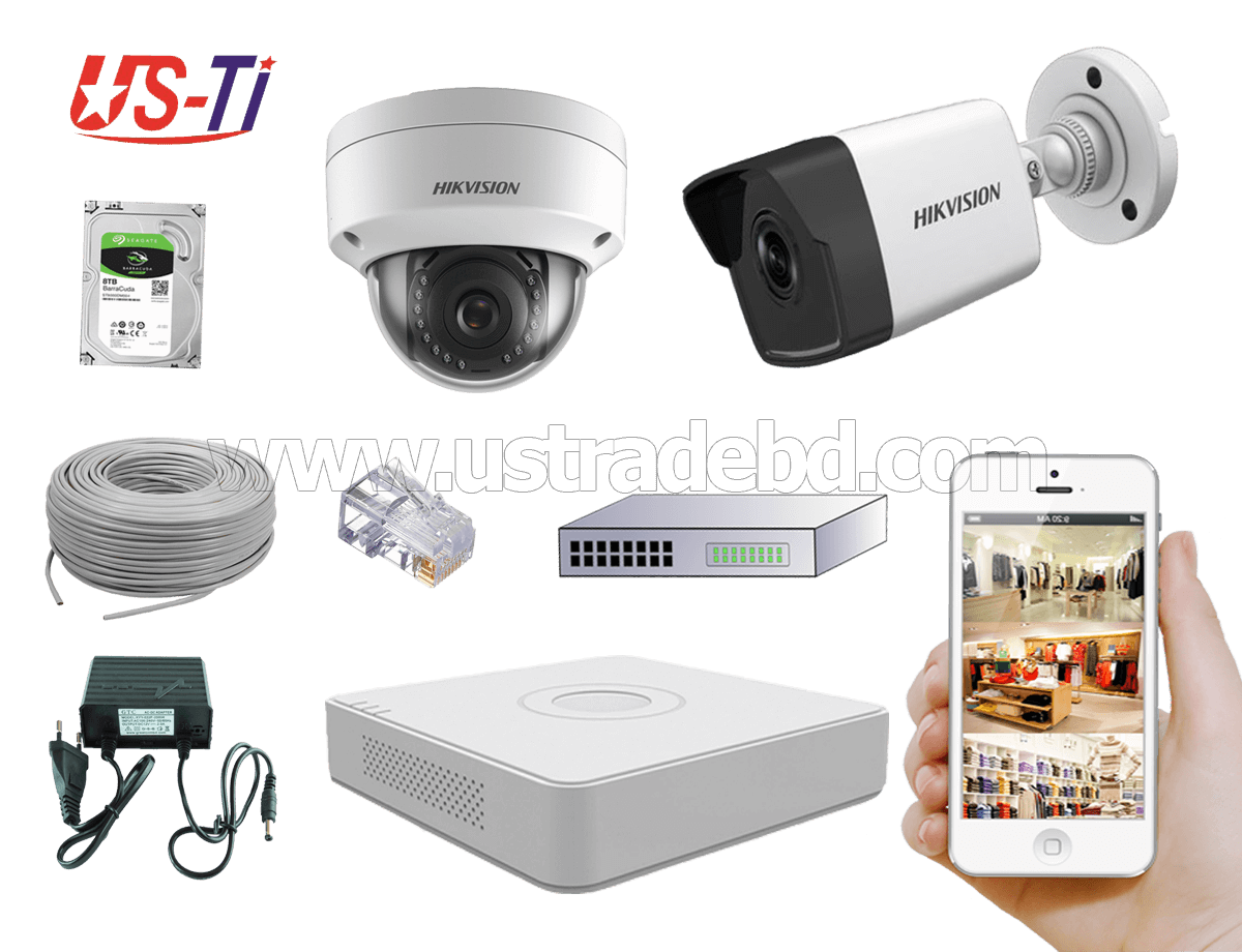 4MP IP Hikvision 2pc camera Package