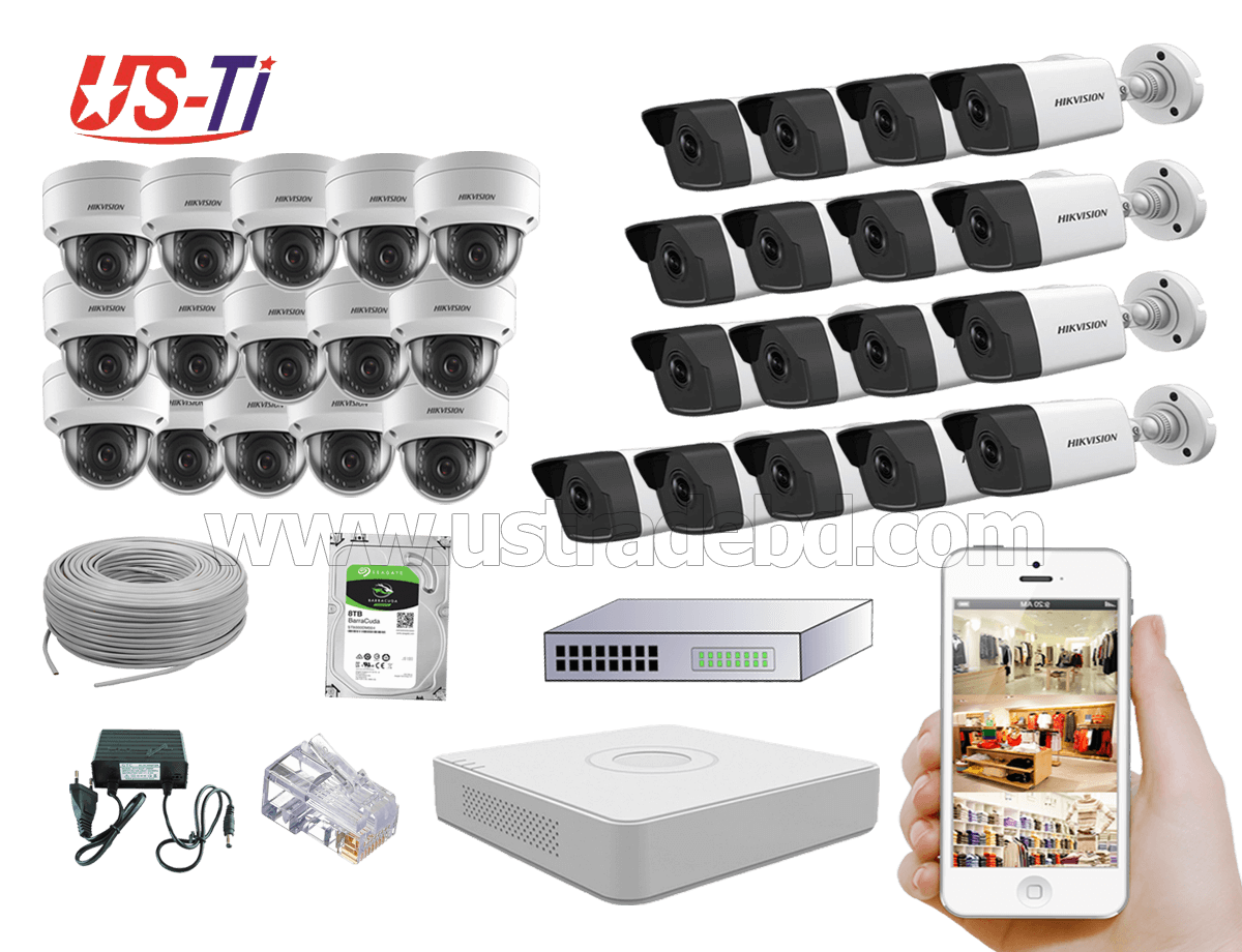 4MP IP Hikvision 32pc camera Package