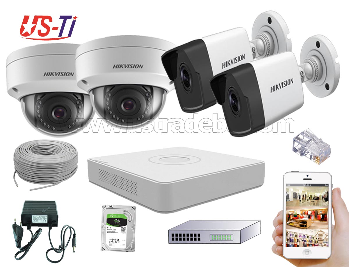 4MP IP Hikvision 4pc camera Package