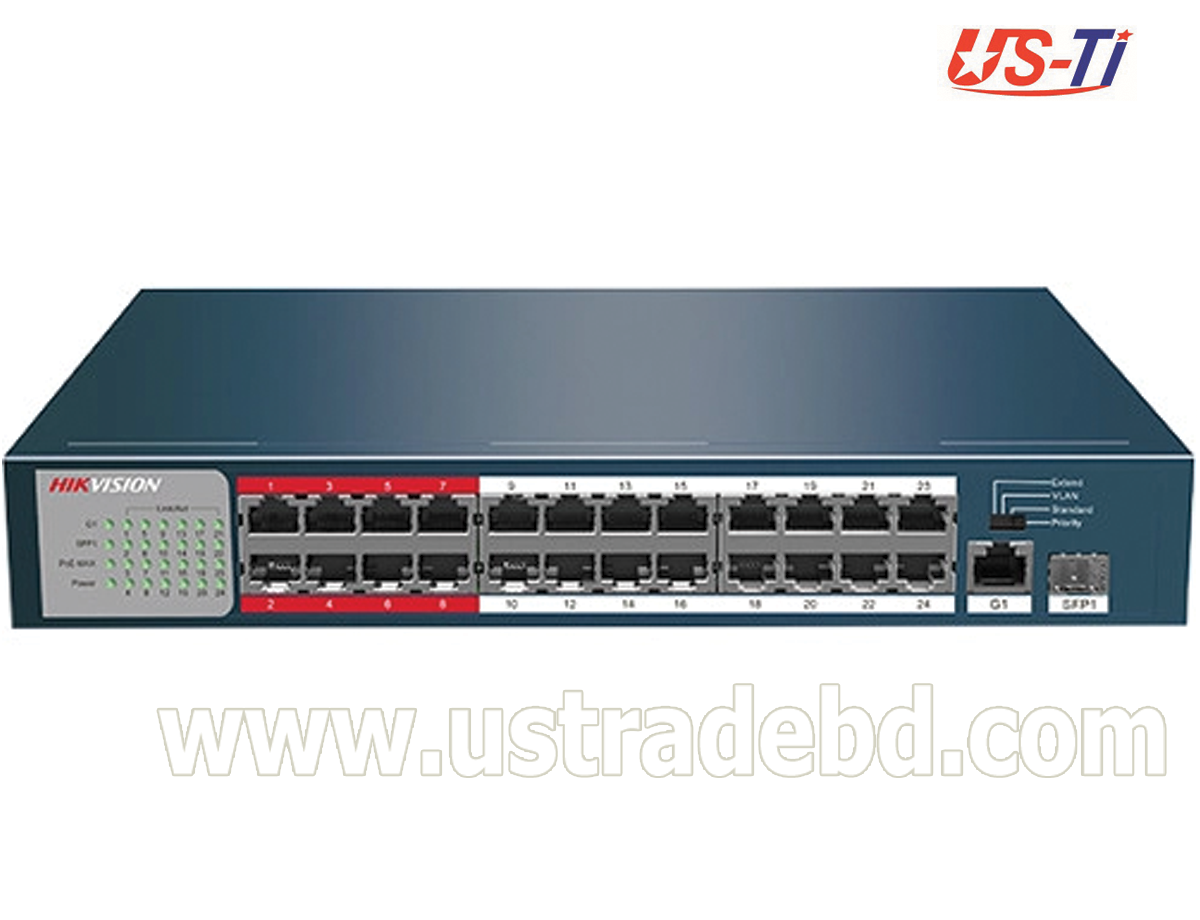 Hikvision DS-3E0326P-E(B) 24-Port 100 Mbps Long-Range Unmanaged PoE Switch