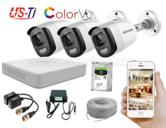 24 Hours Colour Hikvision 3pc camera Package