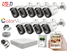 24 Hours Colour Hikvision 9pc camera Package