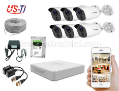 2MP Hikvision 6 Full HD Flash detection camera  CCTV Package